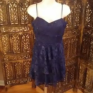 Blue lace sequin dress, size 13/14